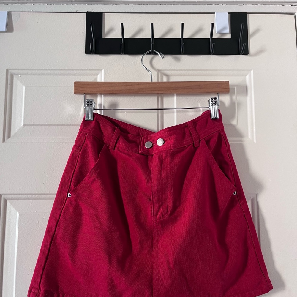 Red Denim Skort